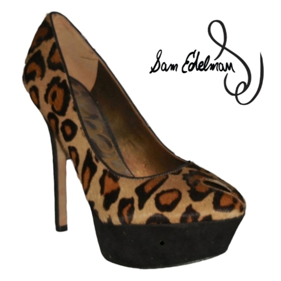 Sam Edelman NILAND Calfhair Leopard Print Leather Stilettos Sz 6M - Picture 1 of 14